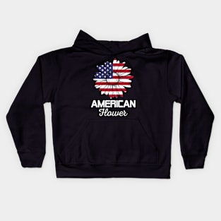 American Flower America Flag 4th July Kids Hoodie